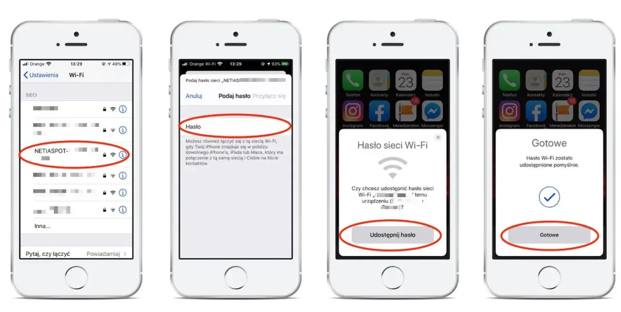 iPhone udostępnianie hasła Wi-Fi