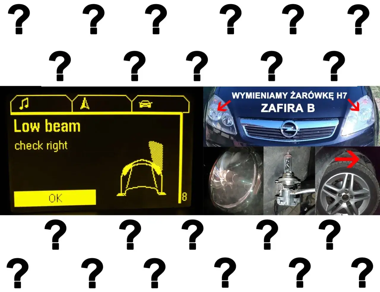 Instrukcja wymiany żarówki H7 w Zafirze B. Komunikat 