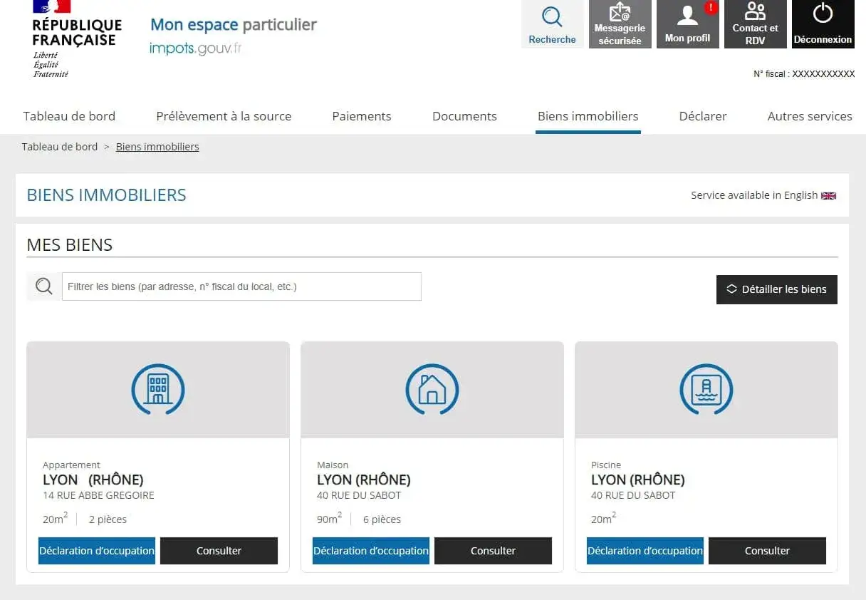 Espace imp&ocirc;ts : mes biens immobiliers &agrave; Lyon. G&eacute;rer la taxe d'habitation pour votre appartement, maison ou piscine.