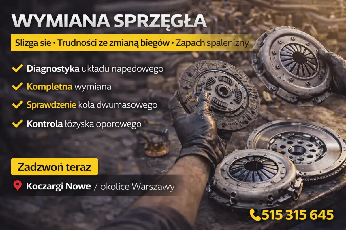 Objawy kończącego się sprzęgła: ślizganie, trudności ze zmianą biegów, zapach spalenizny. Diagnostyka, wymiana, kontrola koła dwumasowego.