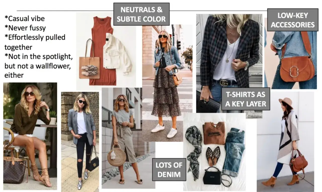 Inspiracja do tego, jak znaleźć swój styl: luźne, ale dopracowane stylizacje, neutralne kolory, denim i subtelne dodatki.