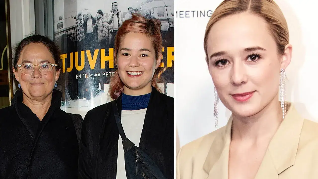 Pernilla August med sina barn, dottern Asta Kamma August och en annan kvinna.