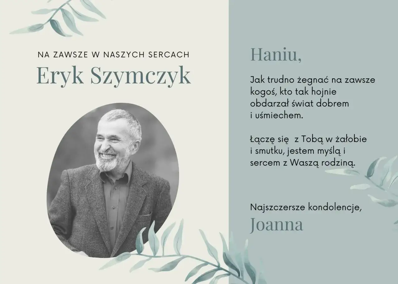 Wsparcie po śmierci Eryka Szymczyka. Hania otrzymuje kondolencje od Joanny, która wspomina dobroć i uśmiech zmarłego.
