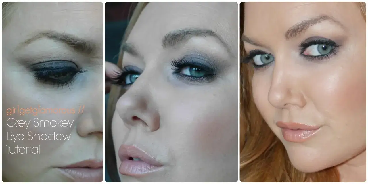 Tutorial de maquillaje para ojos grises, con sombras ahumadas y pestañas dramáticas.