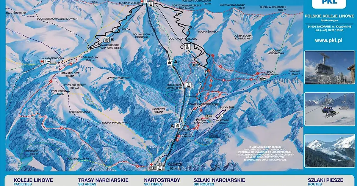 Mapa tras narciarskich Kasprowy Wierch