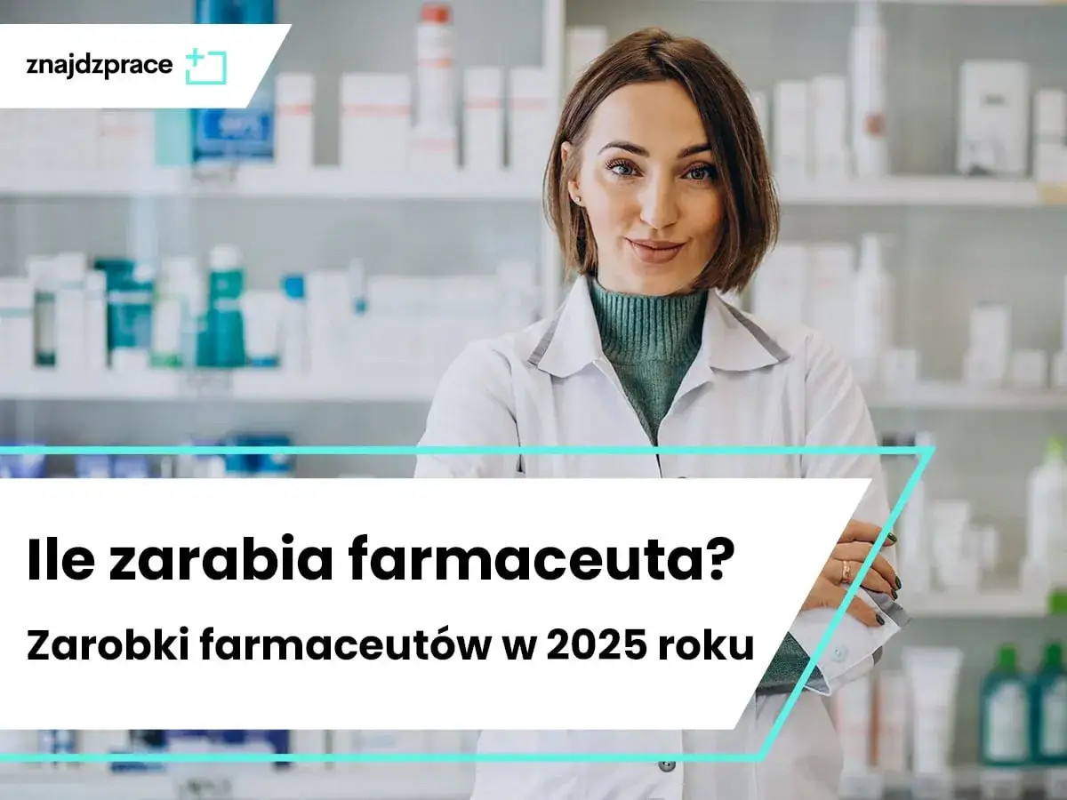 Farmaceutka w białym fartuchu odpowiada na pytanie: ile zarabia farmaceuta? Zarobki farmaceutów w 2025 roku.