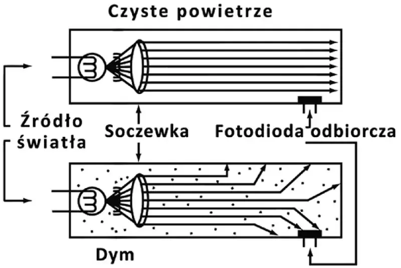 Rodzaje czujników dymu infografika