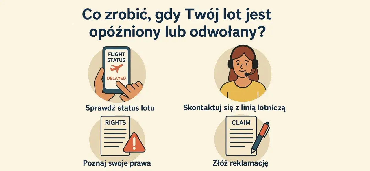 Co zrobić, gdy Twój lot jest odwołany? Sprawdź status, skontaktuj się z linią, poznaj prawa i złóż reklamację, by uzyskać odszkodowanie.