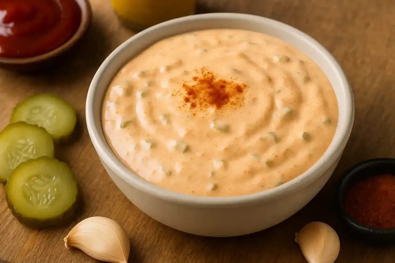 Sauce onctueuse pour burger, parsem&eacute;e d'&eacute;pices. Une id&eacute;e parfaite pour relever vos sandwichs.