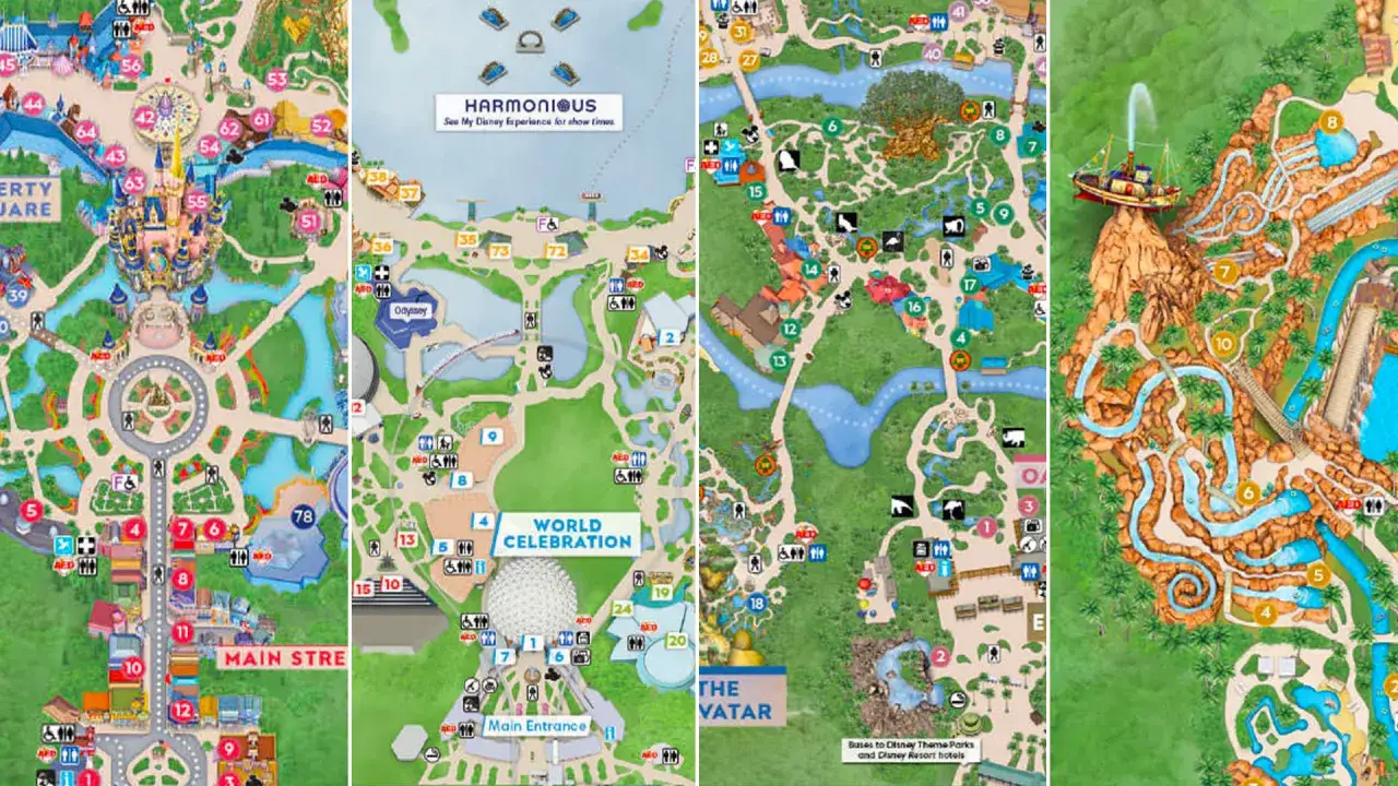 Carte des parcs d'attractions majeurs Orlando