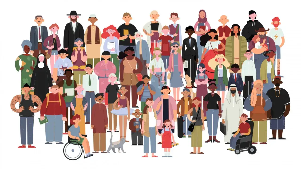 A diverse crowd of people of all ages, races, abilities, and backgrounds, showcasing the importance of equity and inclusion.