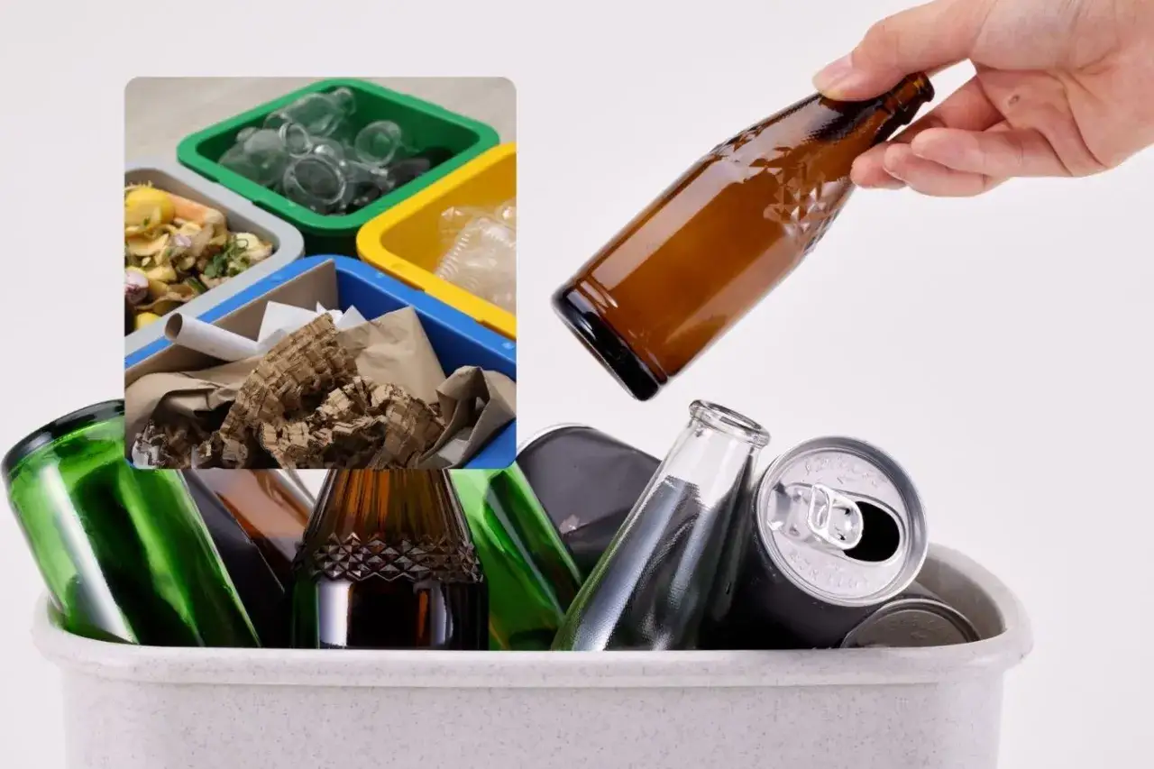 Segregacja odpadów: szkło, papier i plastik czekają na recykling. Dbanie o środowisko zaczyna się od prostych gestów.