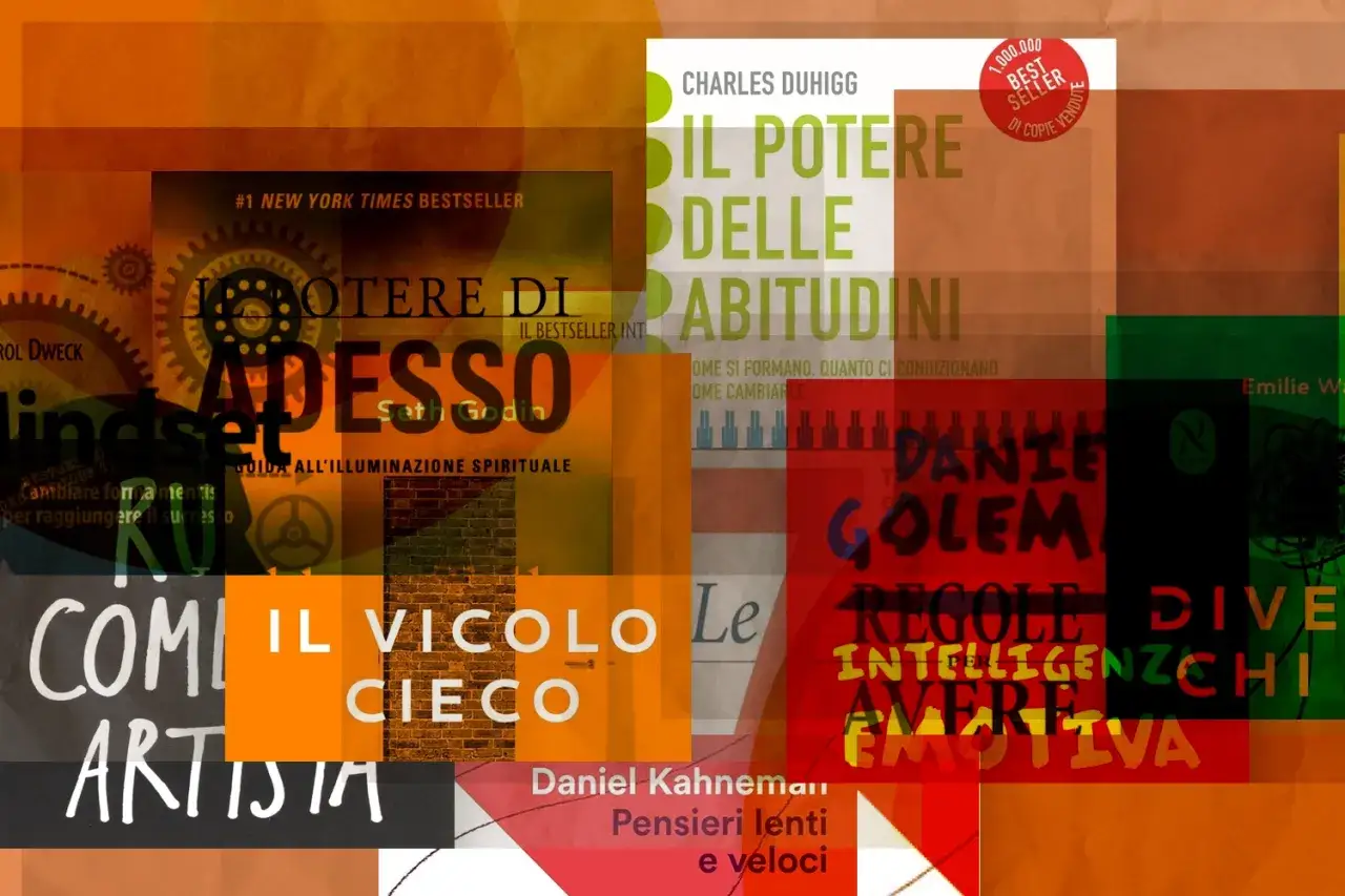 Collage di copertine di libri di crescita personale: