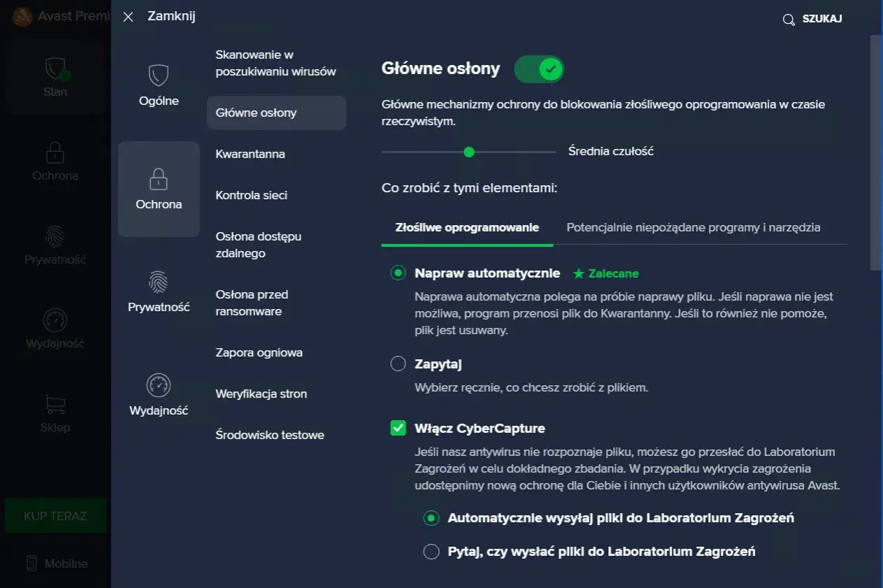 Avast wyłączanie osłon