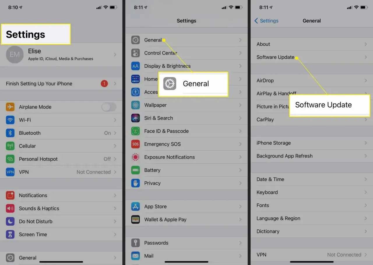 Ekran ustawień iPhone'a z zaznaczonym 