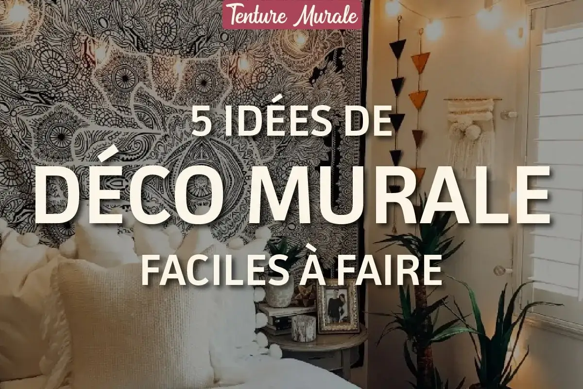 5 idées de **déco murale** faciles à faire : une chambre cosy avec tenture, guirlandes lumineuses et plantes.