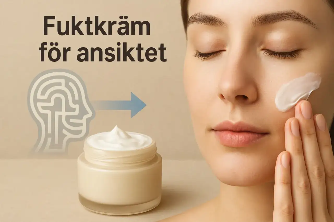 Ansiktskräm som löser problemet med oljig hy. En kvinna applicerar kräm.
