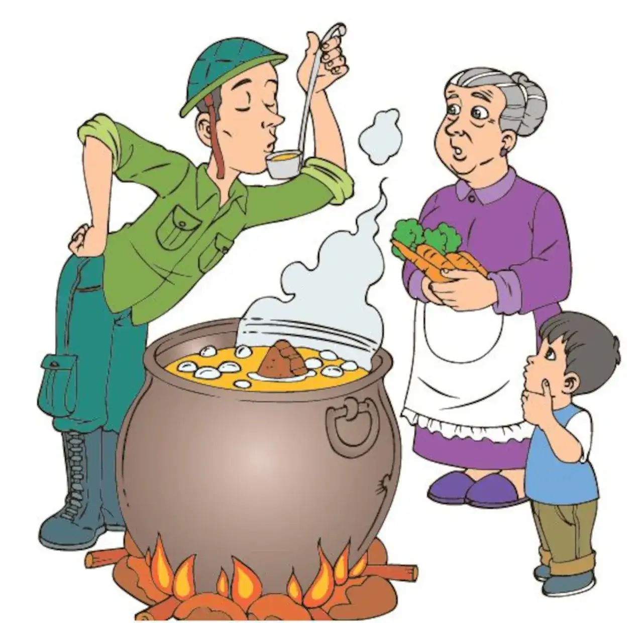 Ilustraci&oacute;n leyenda sopa de piedras compartir