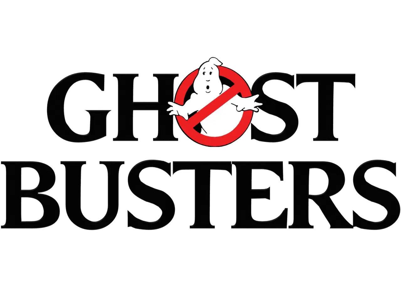 The iconic Ghostbusters logo, featuring the words