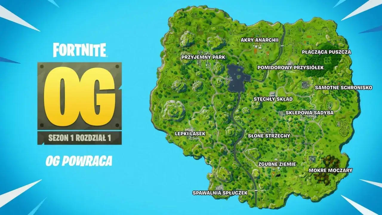 Mapa Fortnite OG, powracająca do korzeni gry. Czy to oznacza, że Fortnite ma już tyle lat, że wraca do swoich początków?