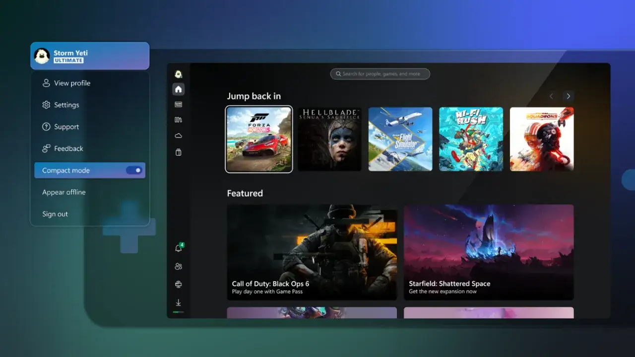 Interfejs aplikacji Xbox Game Pass PC