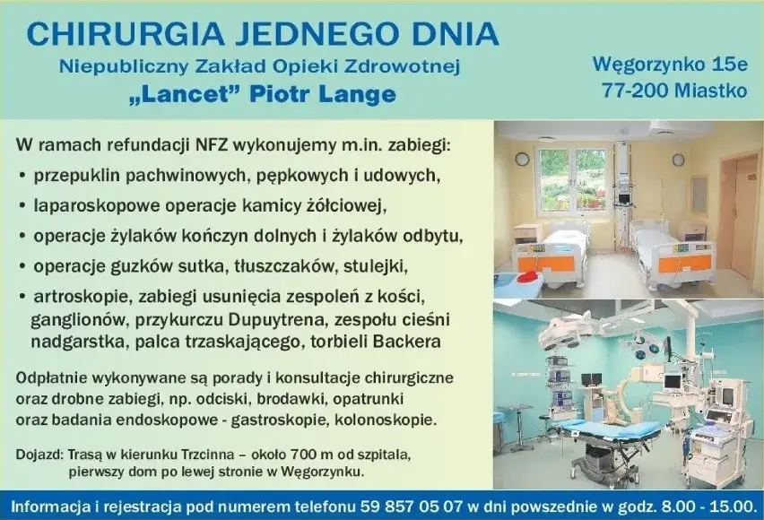 chirurgia jednego dnia zabiegi lista specjalizacje