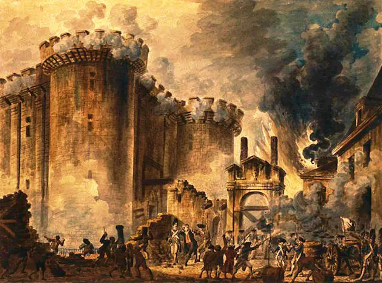 Szturm na Bastylię, symbol wolności i rewolucji. Lud walczy o wolność, vive la France!