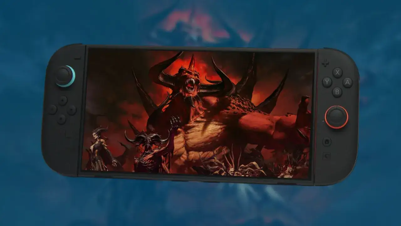 Diablo 4 na Switchu: potężny demon i jego słudzy w mrocznym świecie gry.