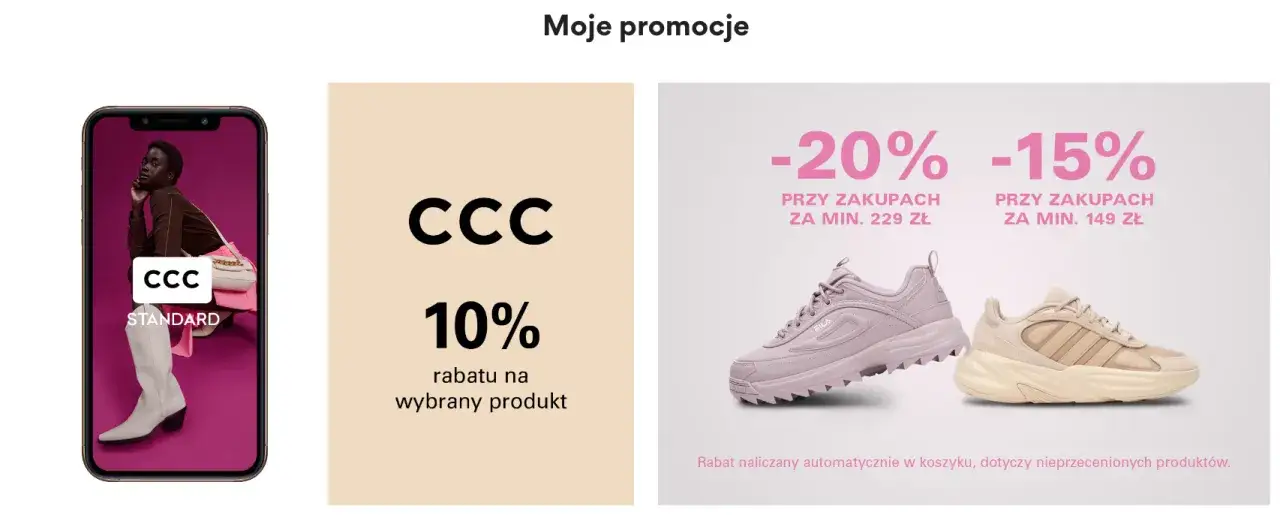 CCC strona internetowa promocje, aplikacja CCC, newsletter
