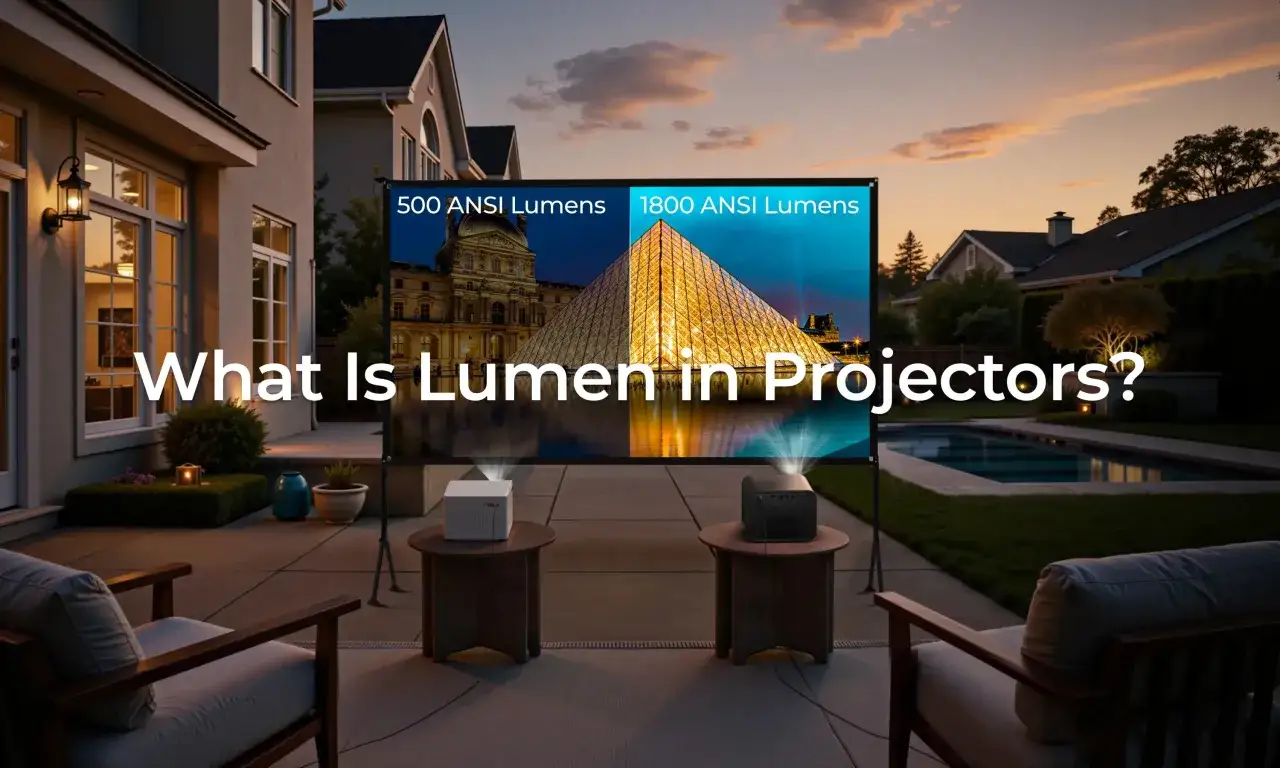 Deux vidéoprojecteurs projettent des images sur un écran extérieur. L'un affiche