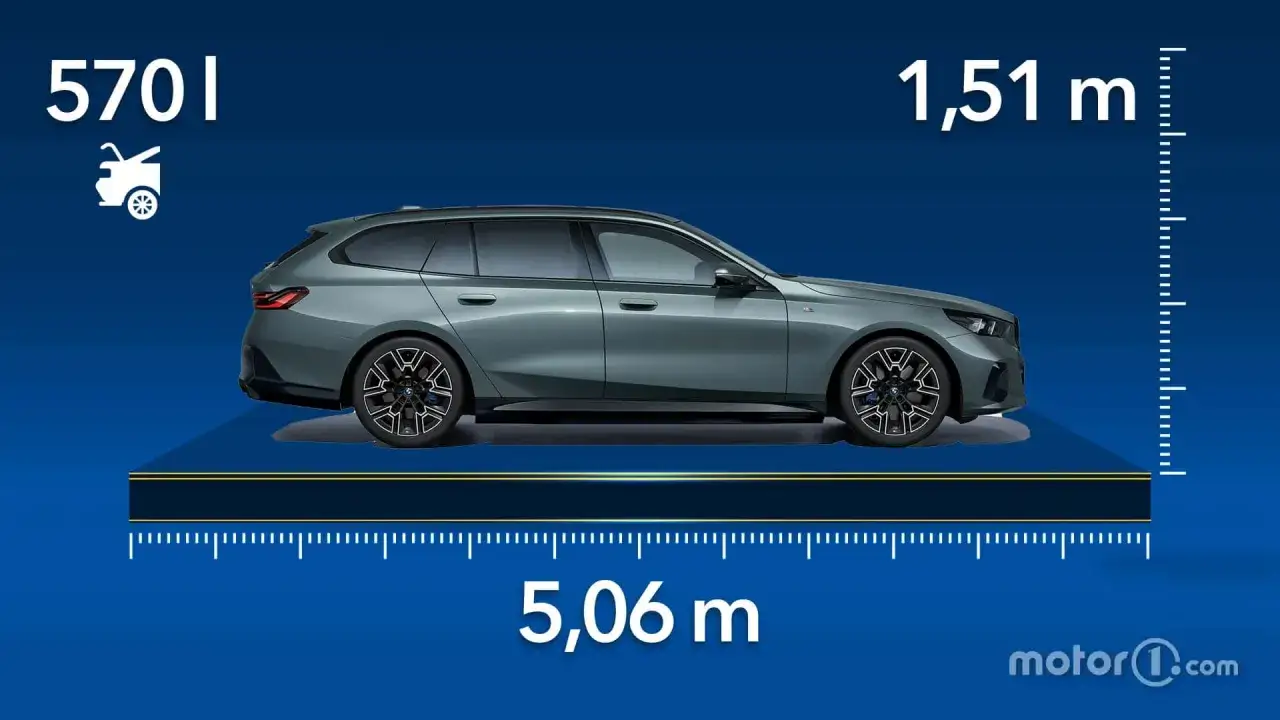 Medidas del BMW Serie 5 Touring: 5,06 m de largo, 1,51 m de alto y 5701 litros de maletero.