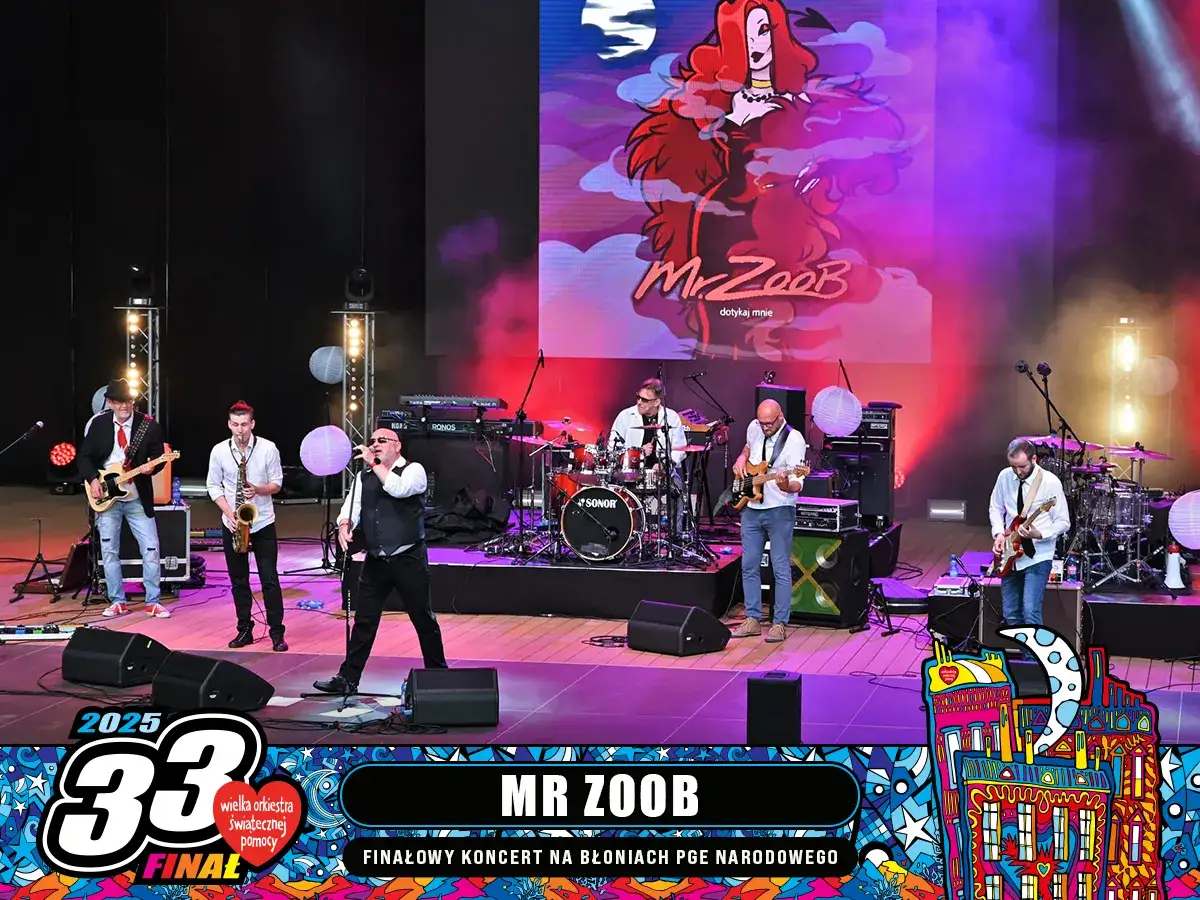 Zespół Mr. Zoob na scenie, wokalista śpiewa