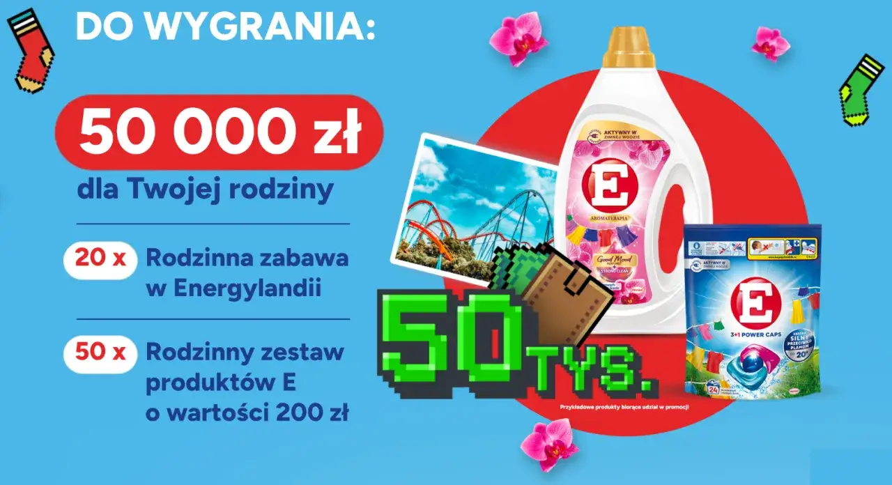 Loterie konkursy 50 000 zł dla rodziny: 20x zabawa w Energylandii, 50x zestawy produktów E.