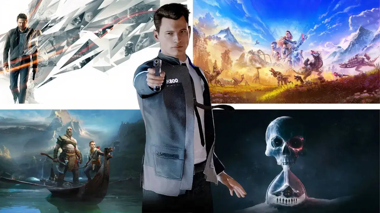 Kolaż z gier: Connor z Detroit, Kratos i Atreus, bohaterka Horizon, czaszka z ludźmi w środku. Czy to najlepsza gra wszechczasów?