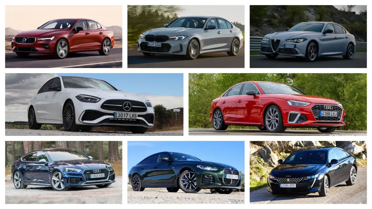 Comparativa de coches segmento D: Volvo S60, BMW Serie 3, Alfa Romeo Giulia, Mercedes-Benz Clase C, Audi A4, Audi A5 Sportback, BMW Serie 4 Gran Coupé y Peugeot 508.
