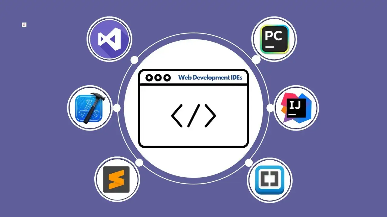Ic&ocirc;nes d'IDE de d&eacute;veloppement web, dont Visual Studio Code, Xcode, Sublime Text, IntelliJ IDEA, PyCharm et VS. Le meilleur IDE d&eacute;pend de vos besoins.