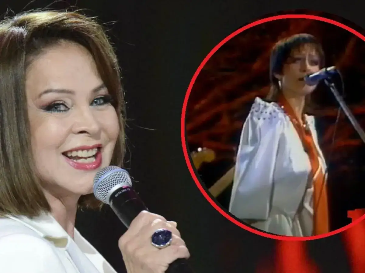 Izabela Trojanowska na scenie, w okręgu jej młodsza wersja. Wiele lat minęło, a ona wciąż zachwyca.