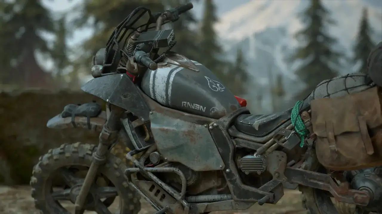 Motocykl z gry Days Gone, gotowy na przygodę. Ten poradnik pomoże Ci przetrwać w postapokaliptycznym świecie.