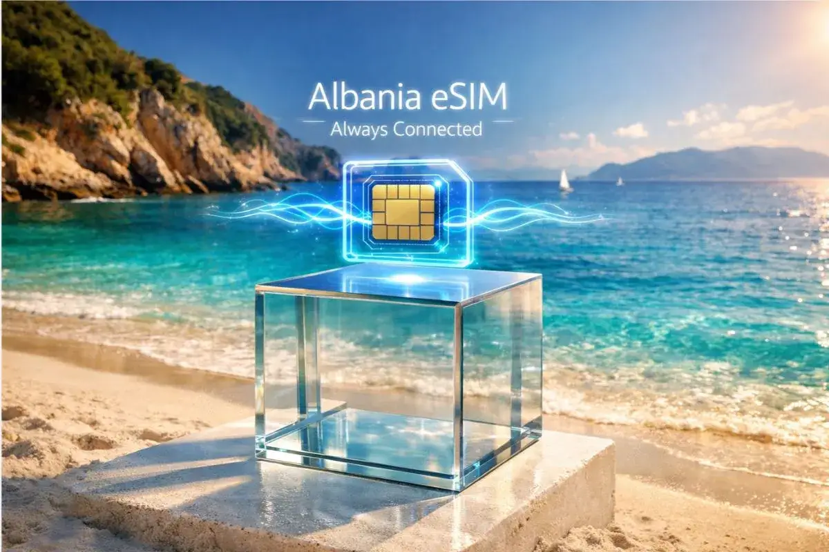 Albania eSIM: zawsze połączony z internetem na rajskiej plaży.