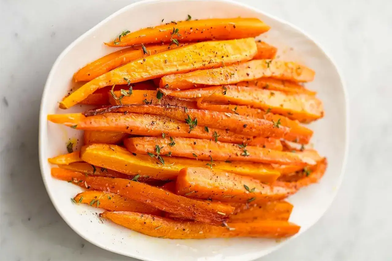 Zanahorias asadas con hierbas, perfectas para tus recetas con zanahoria.