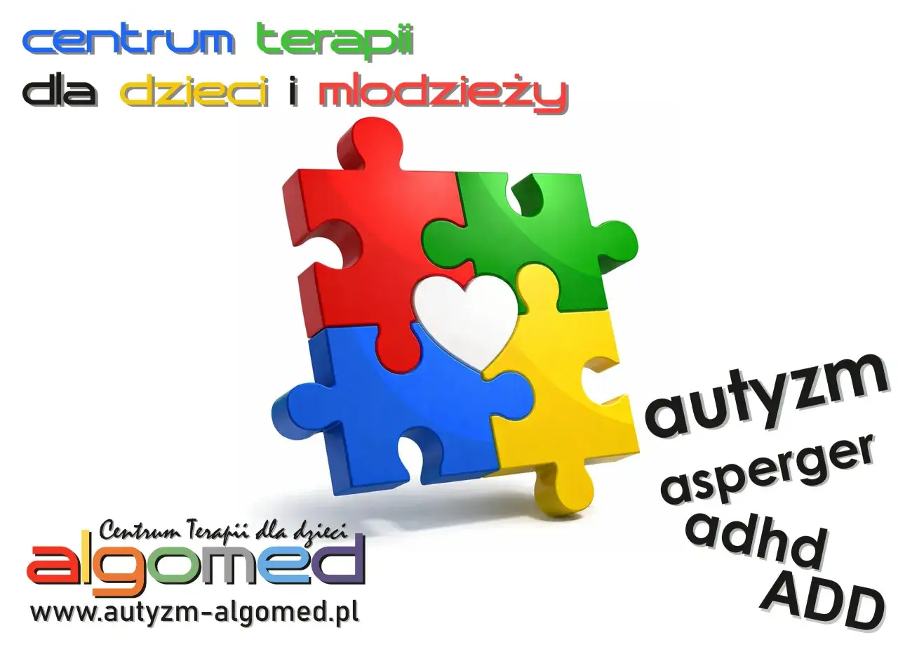 Centrum terapii dla dzieci i młodzieży. Puzzle symbolizują złożoność, a słowa