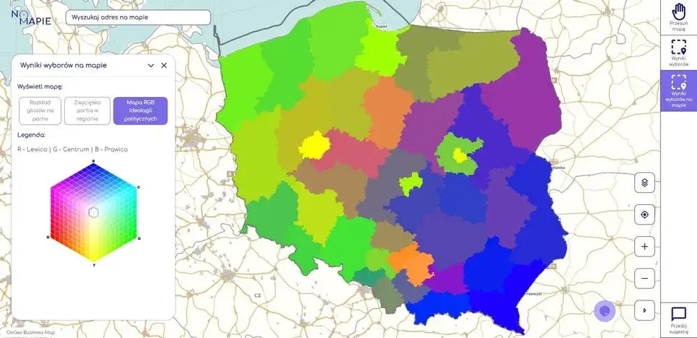 Polska mapa polityczna podział na prawicę i lewicę
