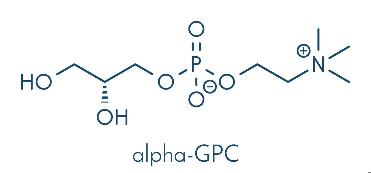 Struktura chemiczna alfa-GPC, związku wspierającego funkcje poznawcze.