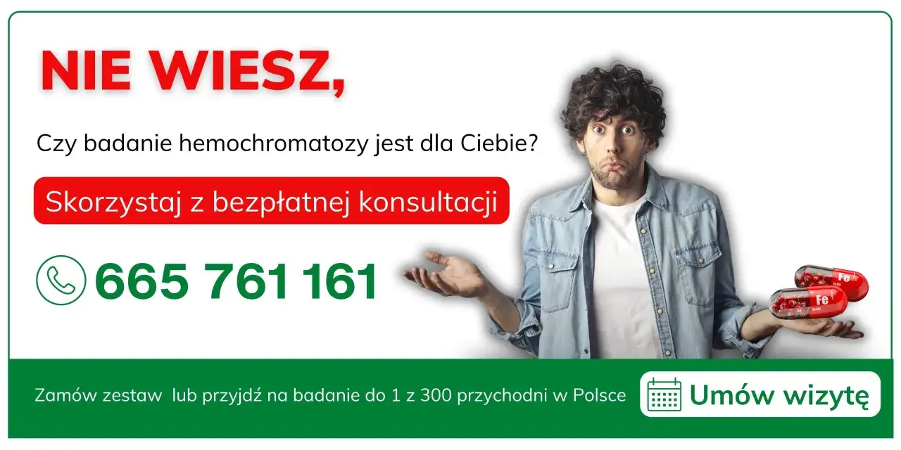 Zastanawiasz się nad badaniem hemochromatozy? Zadzwoń po bezpłatną konsultację i dowiedz się więcej. 665 761 161.
