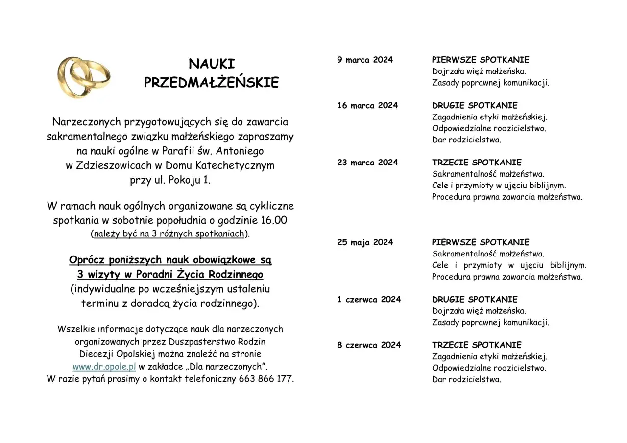 nauki przedmałżeńskie