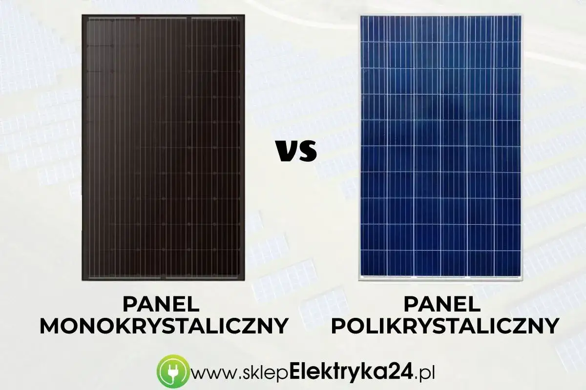 Por&oacute;wnanie paneli fotowoltaicznych: monokrystaliczny (ciemny) vs polikrystaliczny (niebieski). Nowej generacji panele fotowoltaiczne.