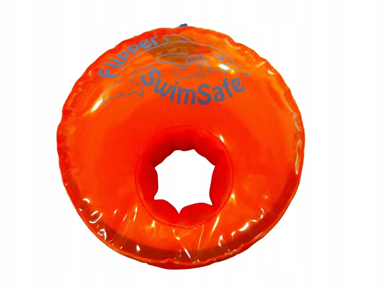 Pomarańczowe skrzydełka do pływania SwimSafe z delfinem. Idealne dla dzieci do nauki pływania.
