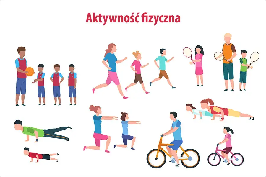 r&oacute;żne formy aktywności fizycznej, ludzie ćwiczący z przyjemnością