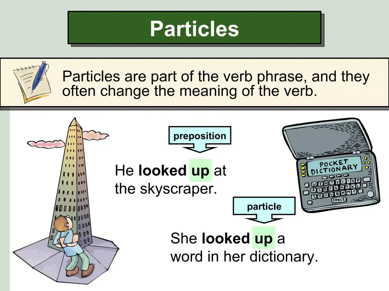Ejemplos de phrasal verbs: 