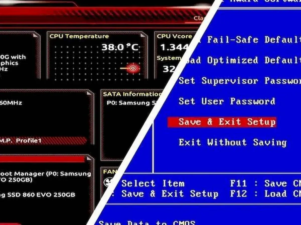 Ekran BIOS-u pokazuje temperaturę CPU i opcje takie jak